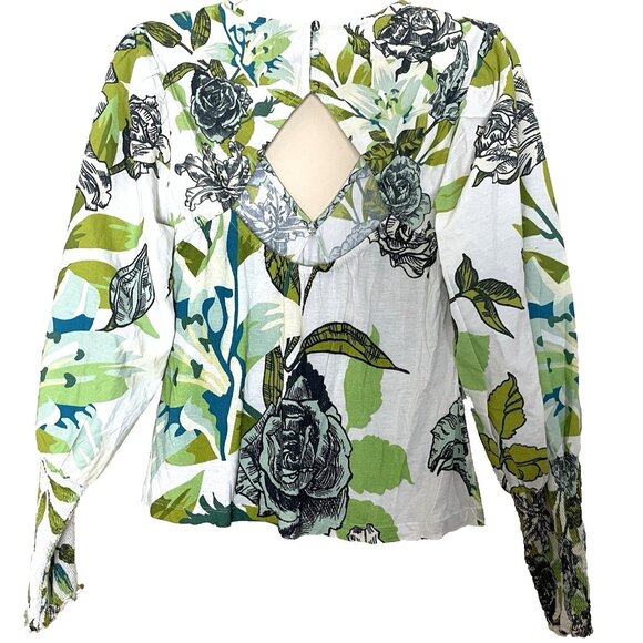 Anthropologie Blank London Zlovia Floral Blouse Top Shirt Small Cutout Open Back - Picture 4 of 12